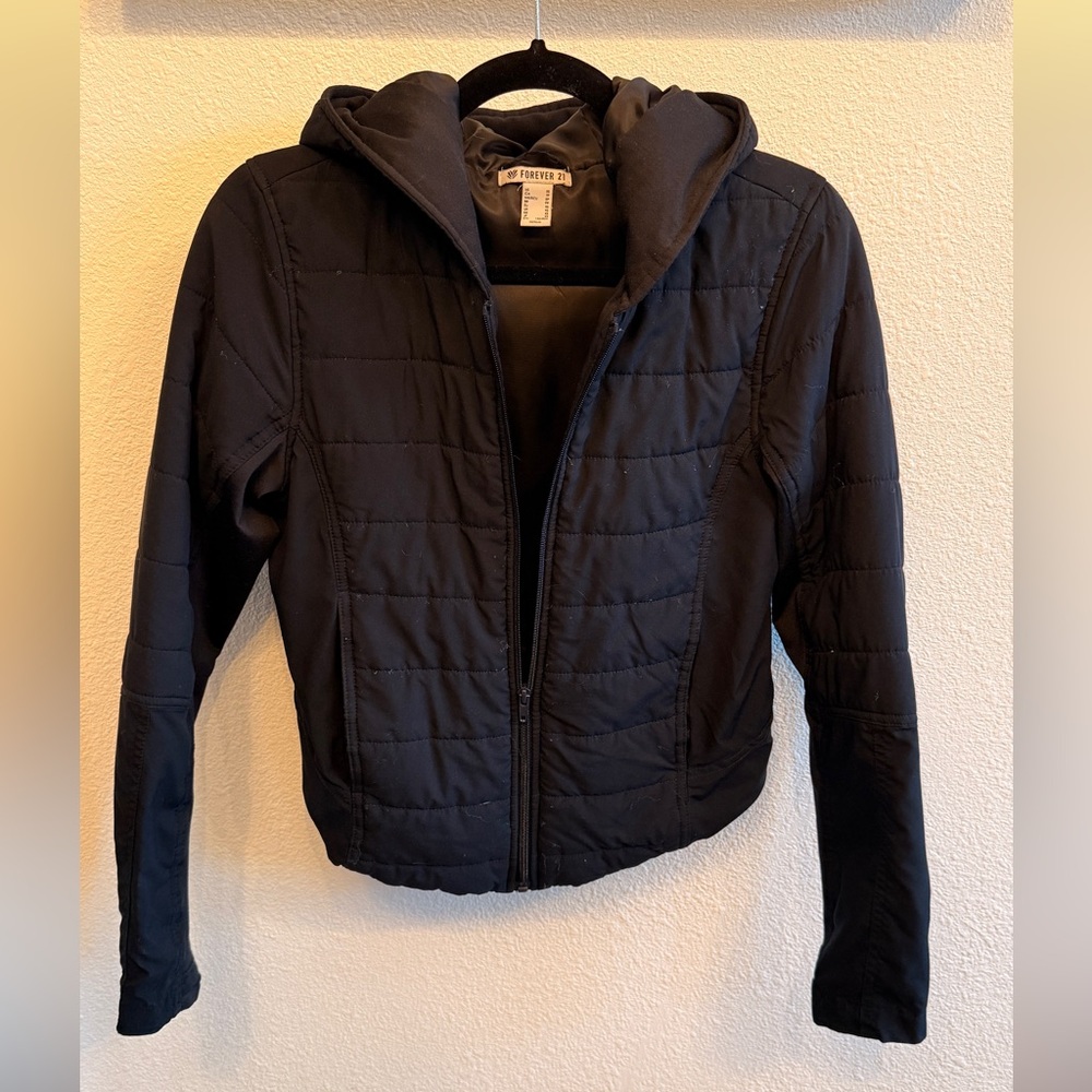 Black Hooded light quilted Jacket